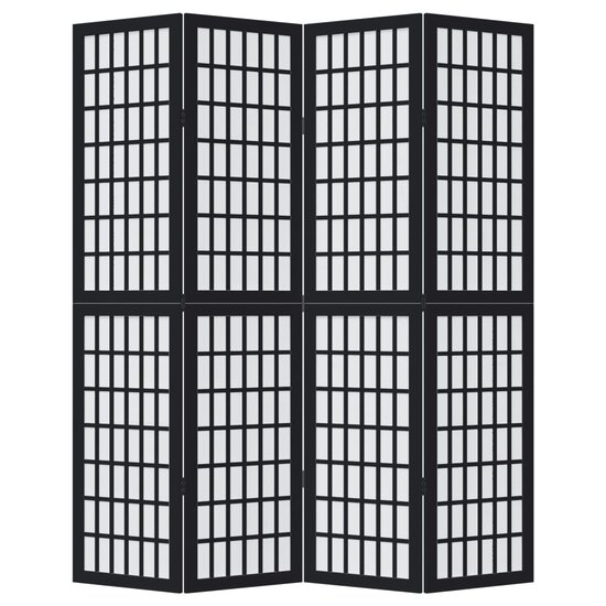 Kamerscherm Met 4 Panelen Massief Paulowniahout Zwart 40 x 180 cm