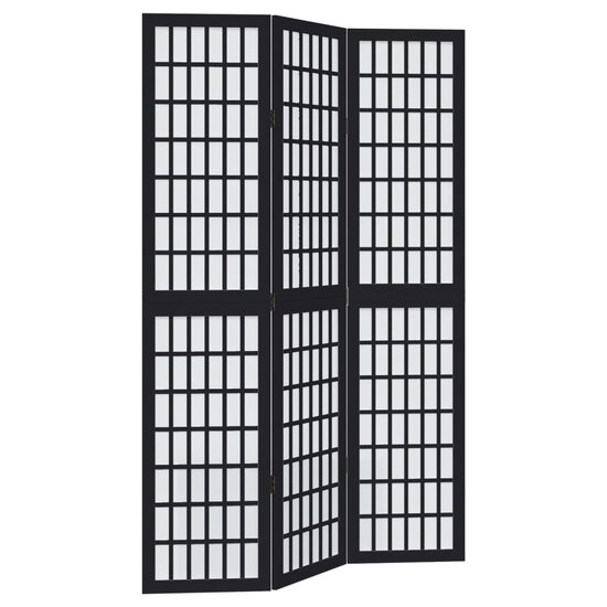 Kamerscherm Met 3 Panelen Massief Paulowniahout Zwart 40 x 180 cm