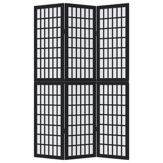 Kamerscherm Met 3 Panelen Massief Paulowniahout Zwart 40 x 180 cm
