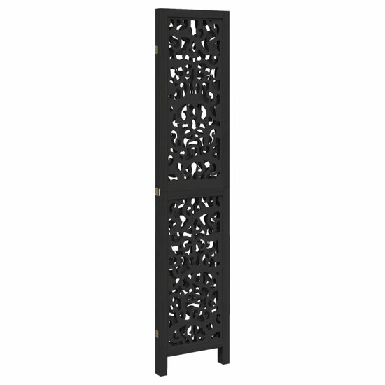 Kamerscherm Met 3 Panelen Massief Paulowniahout Zwart 40 x 180 cm
