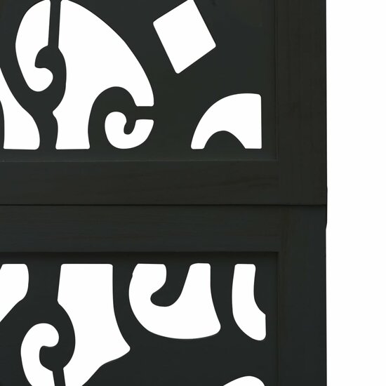 Kamerscherm Met 3 Panelen Massief Paulowniahout Zwart 40 x 180 cm