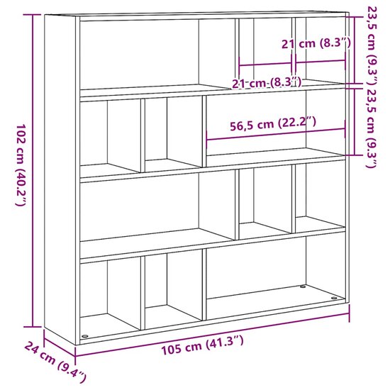 Boekenkast/Kamerscherm 105X24X102 Cm Kleurig Oud hout