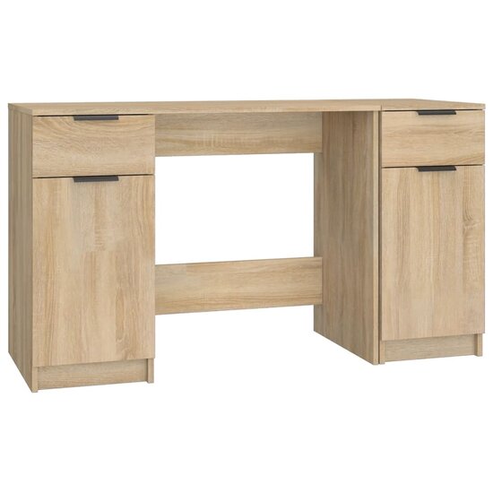 Bureau met bijzetkast bewerkt hout sonoma eikenkleurig