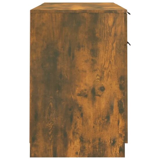 Bureau met bijzetkast bewerkt hout gerookt eikenkleurig