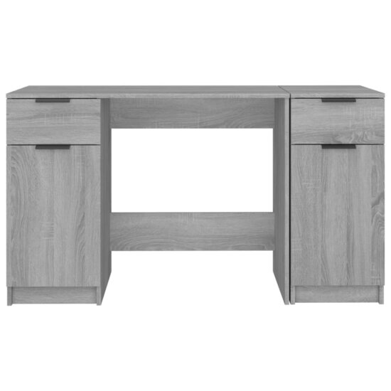 Bureau Met Bijzetkast Bewerkt Hout Eikenkleurig Grijs sonoma