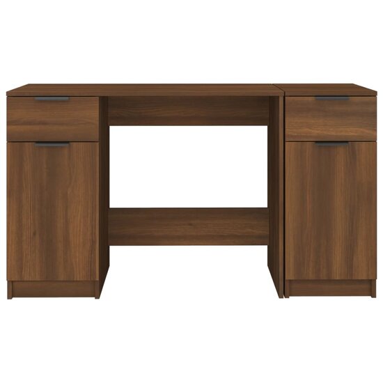 Bureau Met Bijzetkast Bewerkt Hout bruin eikenkleur