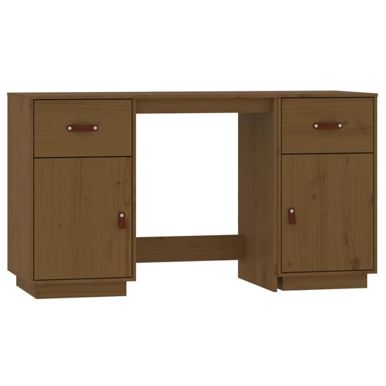 Bureau met kastjes 135x50x75 cm massief grenenhout honingbruin