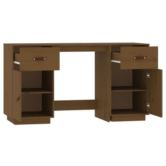 Bureau met kastjes 135x50x75 cm massief grenenhout honingbruin