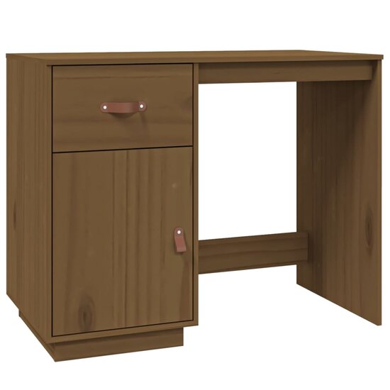 Bureau met kastjes 135x50x75 cm massief grenenhout honingbruin