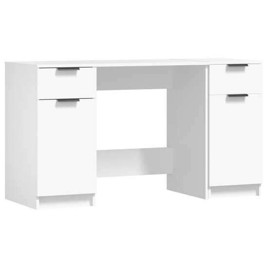 Bureau Met Bijzetkast Bewerkt Hout Wit