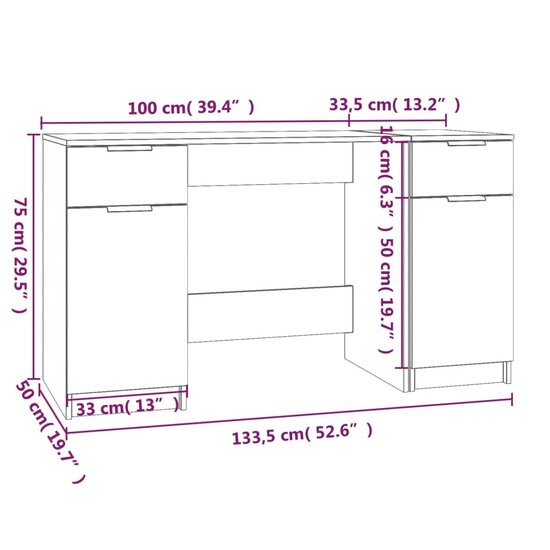 Bureau Met Bijzetkast Bewerkt Hout Wit