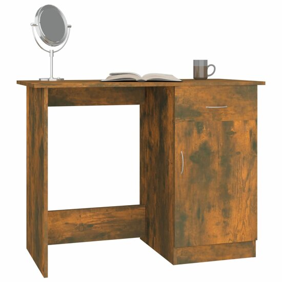 Bureau 100x50x76 cm bewerkt hout gerookt eikenkleurig