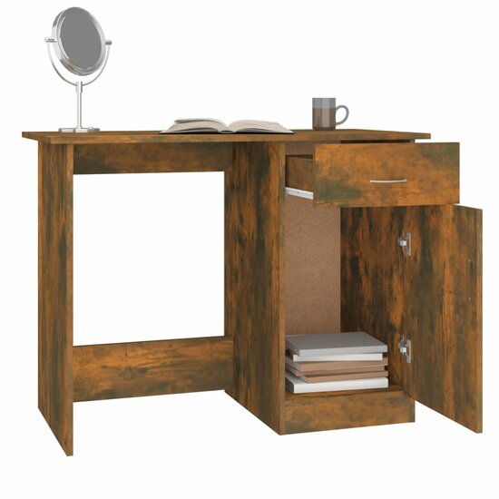 Bureau 100x50x76 cm bewerkt hout gerookt eikenkleurig