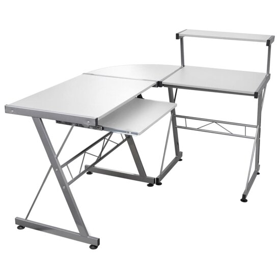 Hoekbureau 132x112x99 cm bewerkt hout wit