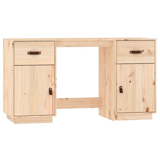Bureau met kastjes 135x50x75 cm massief grenenhout