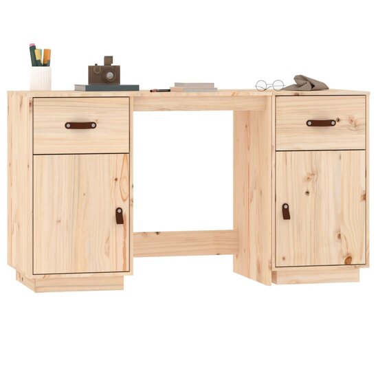 Bureau met kastjes 135x50x75 cm massief grenenhout