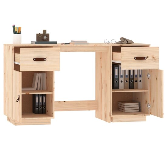 Bureau met kastjes 135x50x75 cm massief grenenhout
