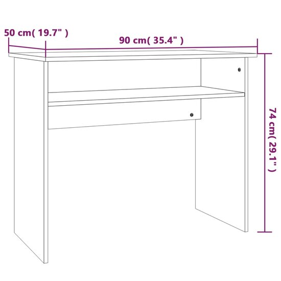 Bureau 90x50x74 cm bewerkt hout gerookt eikenkleurig