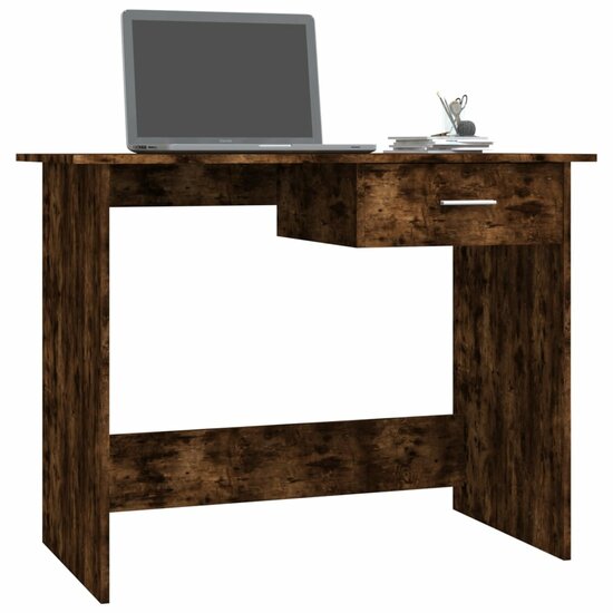 Bureau 100x50x76 cm bewerkt hout gerookt eikenkleurig