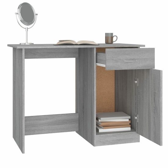 Bureau 100x50x76 cm bewerkt hout grijs sonoma eikenkleurig