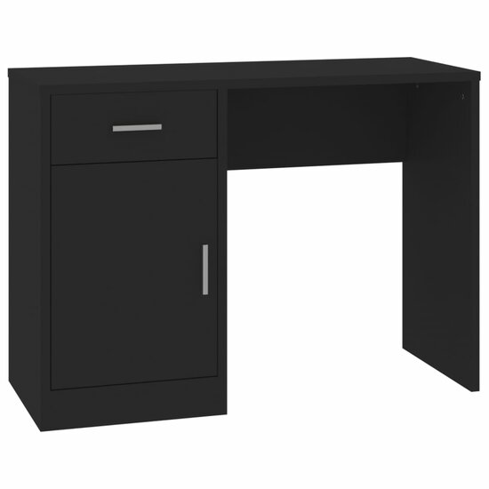 Bureau Met Kast En Lade 100X40X73 Cm Bewerkt Hout Zwart