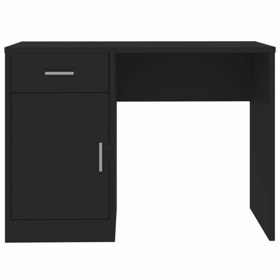 Bureau Met Kast En Lade 100X40X73 Cm Bewerkt Hout Zwart