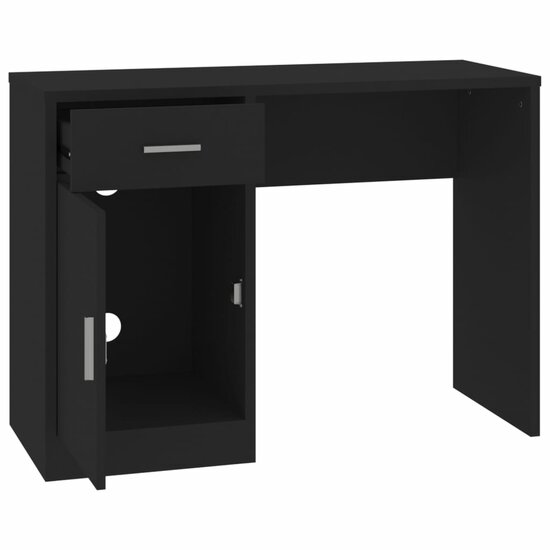 Bureau Met Kast En Lade 100X40X73 Cm Bewerkt Hout Zwart