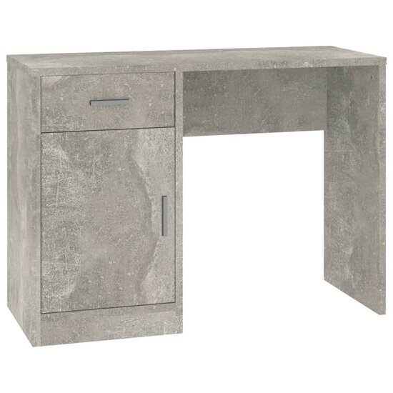 Bureau met kast en lade 100x40x73 cm bewerkt hout betongrijs