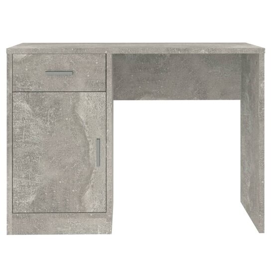 Bureau met kast en lade 100x40x73 cm bewerkt hout betongrijs