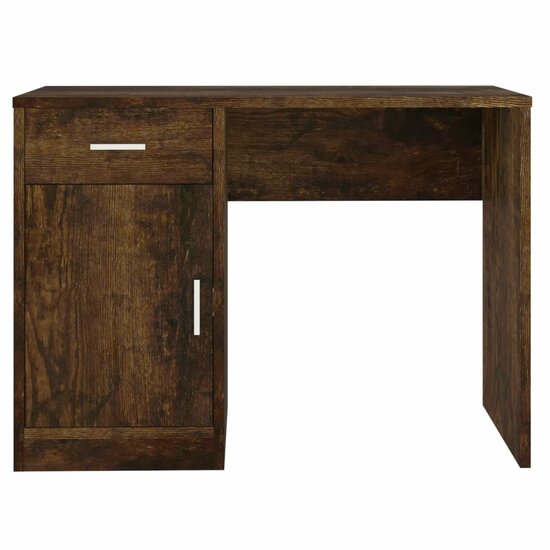 Bureau met kast en lade 100x40x73 cm bewerkt hout gerookt eiken