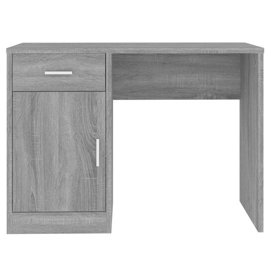 Bureau met kast en lade 100x40x73 cm bewerkt hout grijs sonoma