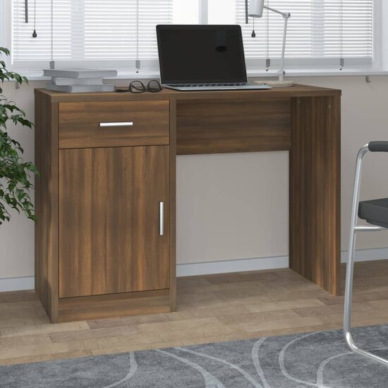 Bureau Met Kast En Lade 100X40X73 Cm Bewerkt Hout Bruineiken bruin eikenkleur