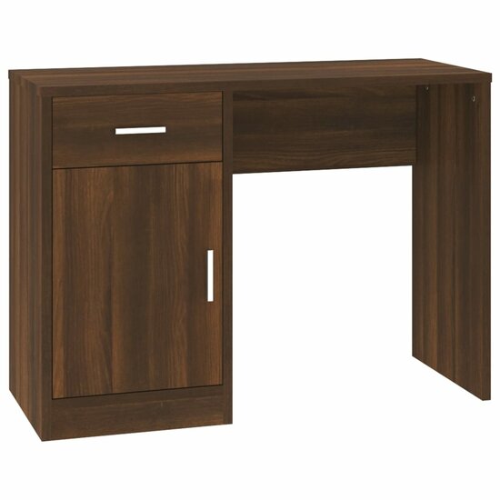 Bureau Met Kast En Lade 100X40X73 Cm Bewerkt Hout Bruineiken bruin eikenkleur