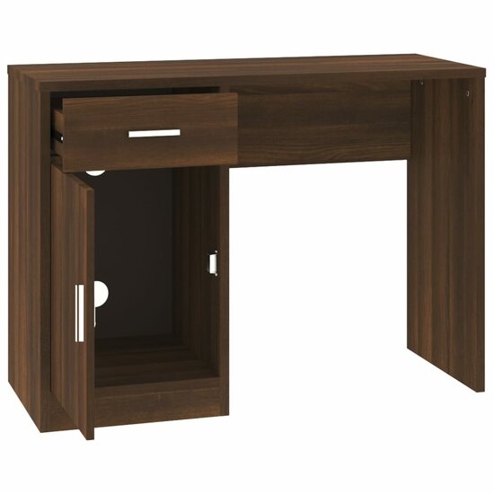 Bureau Met Kast En Lade 100X40X73 Cm Bewerkt Hout Bruineiken bruin eikenkleur