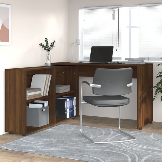 Hoekbureau Bewerkt Hout bruin eikenkleur