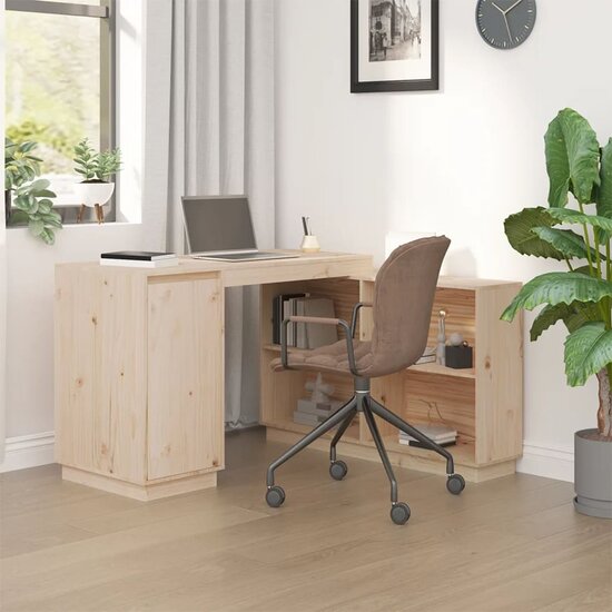 Bureau 110X50X75 Cm Massief Grenenhout Naturel