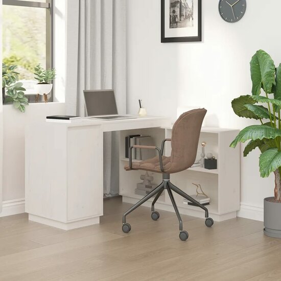 Bureau 110X50X75 Cm Massief Grenenhout Wit