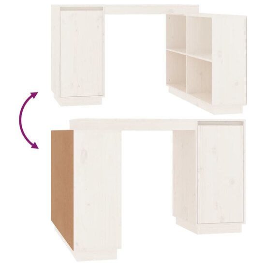 Bureau 110X50X75 Cm Massief Grenenhout Wit
