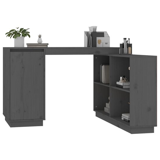 Bureau 110X50X75 Cm Massief Grenenhout Grijs