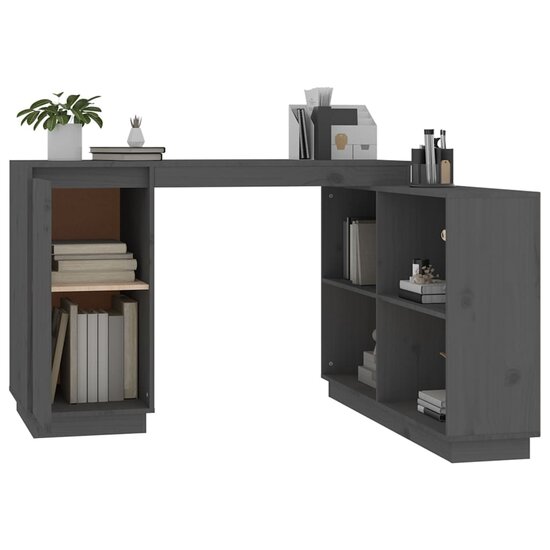 Bureau 110X50X75 Cm Massief Grenenhout Grijs