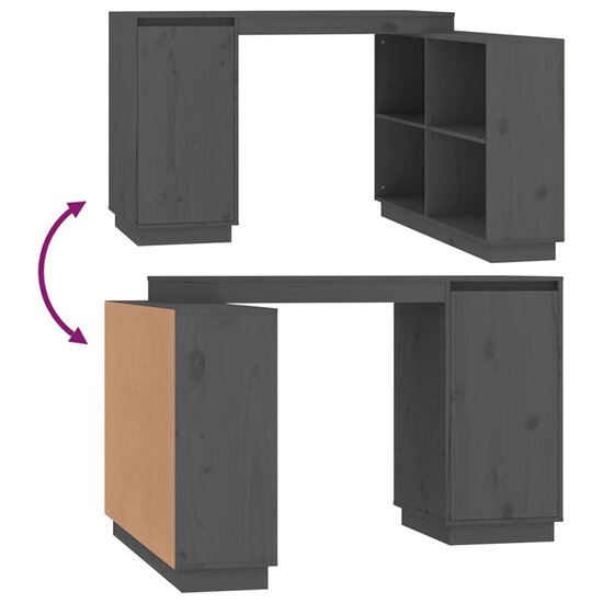 Bureau 110X50X75 Cm Massief Grenenhout Grijs