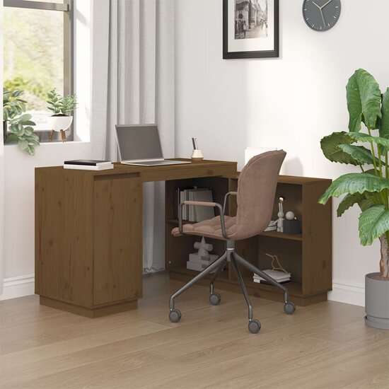 Bureau 110X50X75 Cm Massief Grenenhout Honingbruin