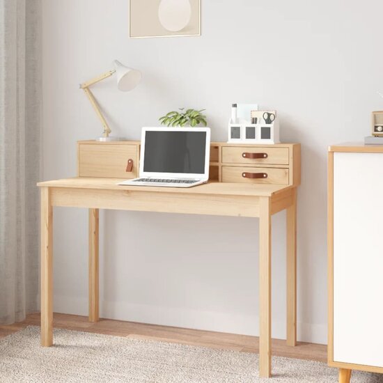 Bureau 110X50X93 Cm Massief Grenenhout Naturel