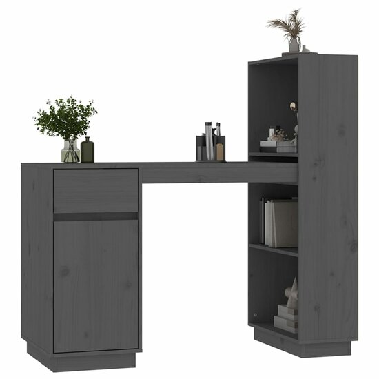 Bureau 110X53X117 Cm Massief Grenenhout Grijs