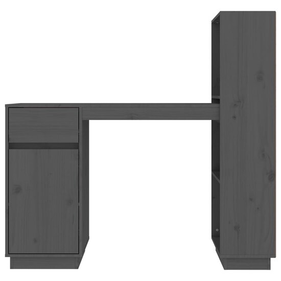 Bureau 110X53X117 Cm Massief Grenenhout Grijs