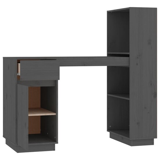 Bureau 110X53X117 Cm Massief Grenenhout Grijs