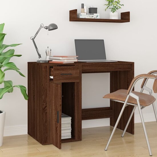 Bureau 100x49x75 cm bewerkt hout bruin eikenkleur