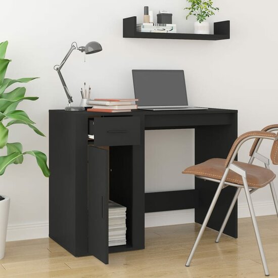 Bureau 100x49x75 cm bewerkt hout zwart