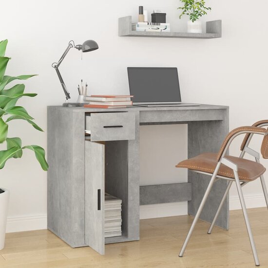 Bureau 100X49X75 Cm Bewerkt Hout Betongrijs