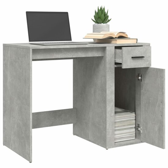 Bureau 100X49X75 Cm Bewerkt Hout Betongrijs